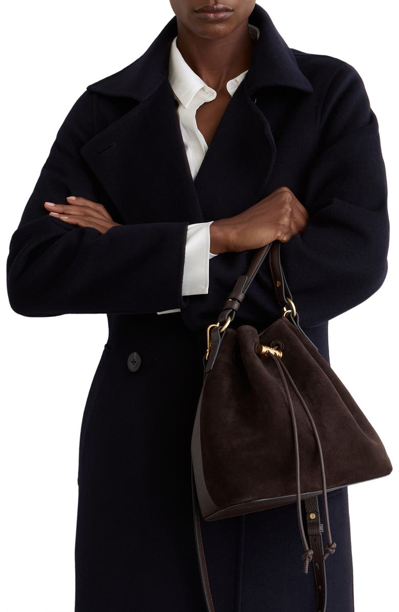 Reiss Esther Leather Bucket Bag, Alternate, color, Chocolate