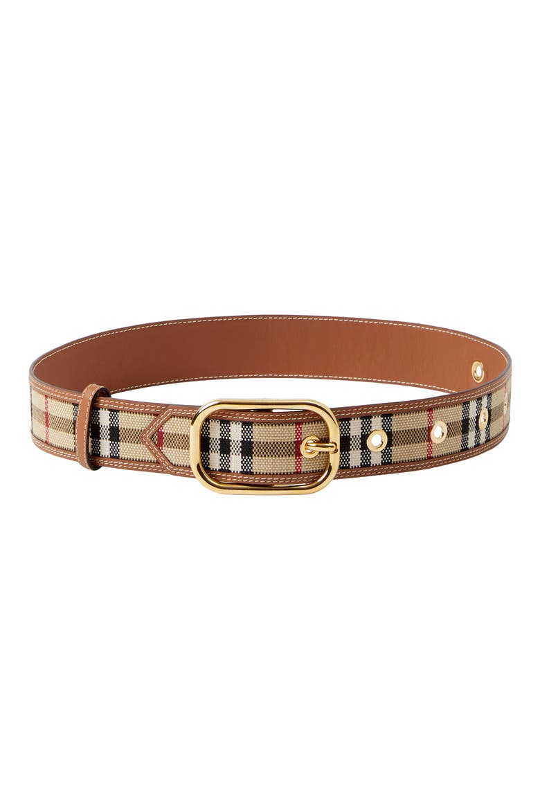 Check Woven Belt, Main, color, VINTAGE CHECK/ GOLD