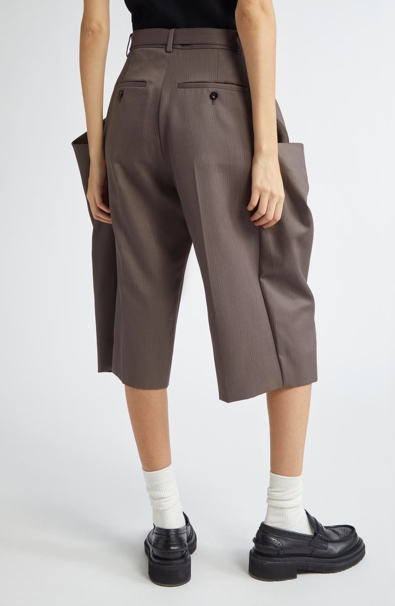 Sacai Pinstripe Belted Wool Doeskin Crop Pants, Alternate, color,