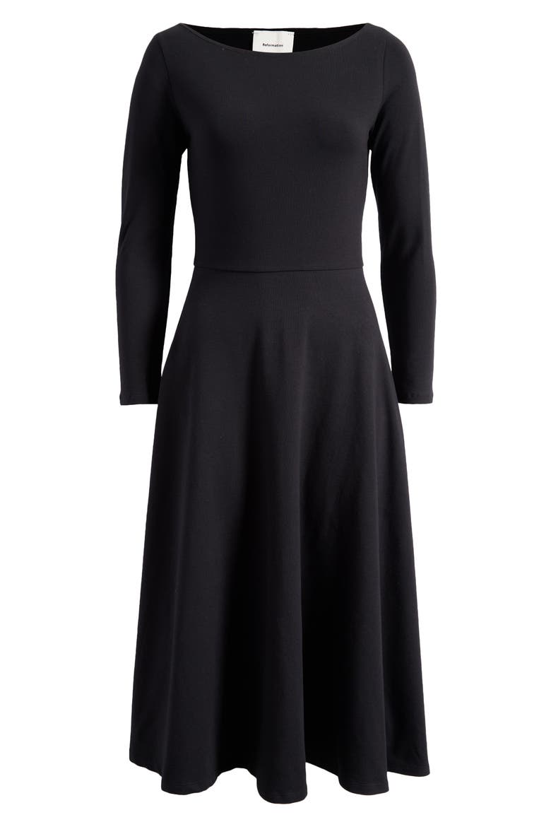 Wiley Long Sleeve Cotton Jersey Dress, Main, color, BLACK
