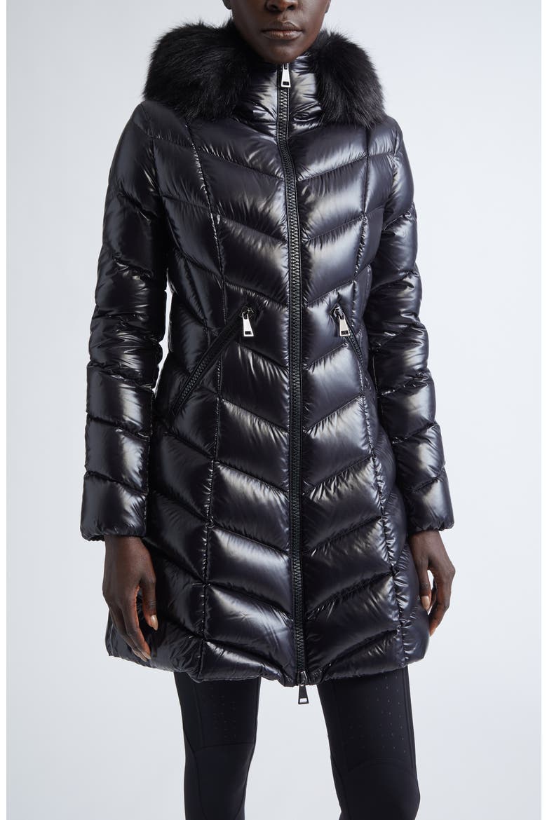 Fulmarus Hooded Down Puffer Jacket with Removable Faux Fur Trim, Main, color, BLACK