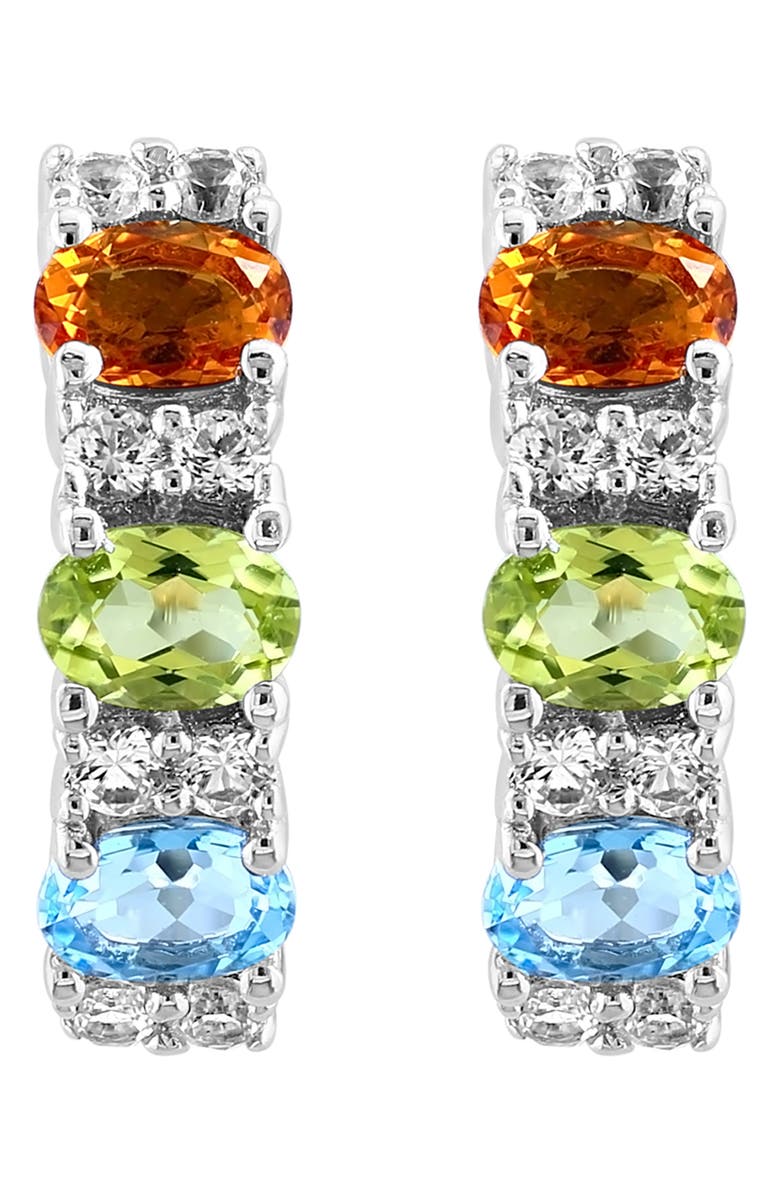 EFFY Sterling Silver Semiprecious Stone Huggie Hoop Earrings, Alternate, color, 