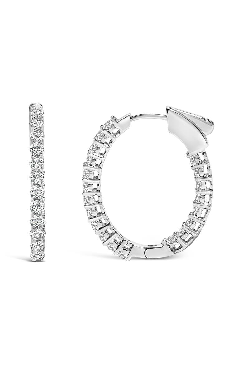 14K Gold 1.0 Cttw Oval Lab Grown Diamond Hoop Earrings, Alternate, color, White