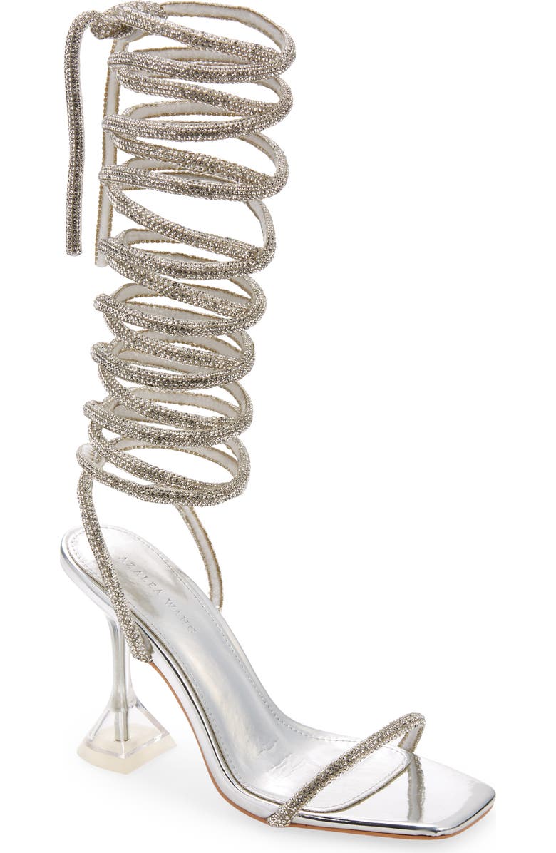 AZALEA WANG Mia Crystal Embellished Wrap Sandal, Main, color,