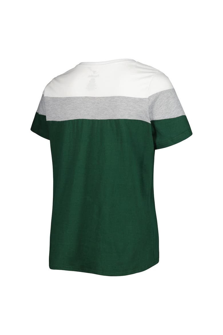 Women's White/Green Oakland Athletics Plus Size Colorblock T-Shirt, Alternate, color, Hunter Green