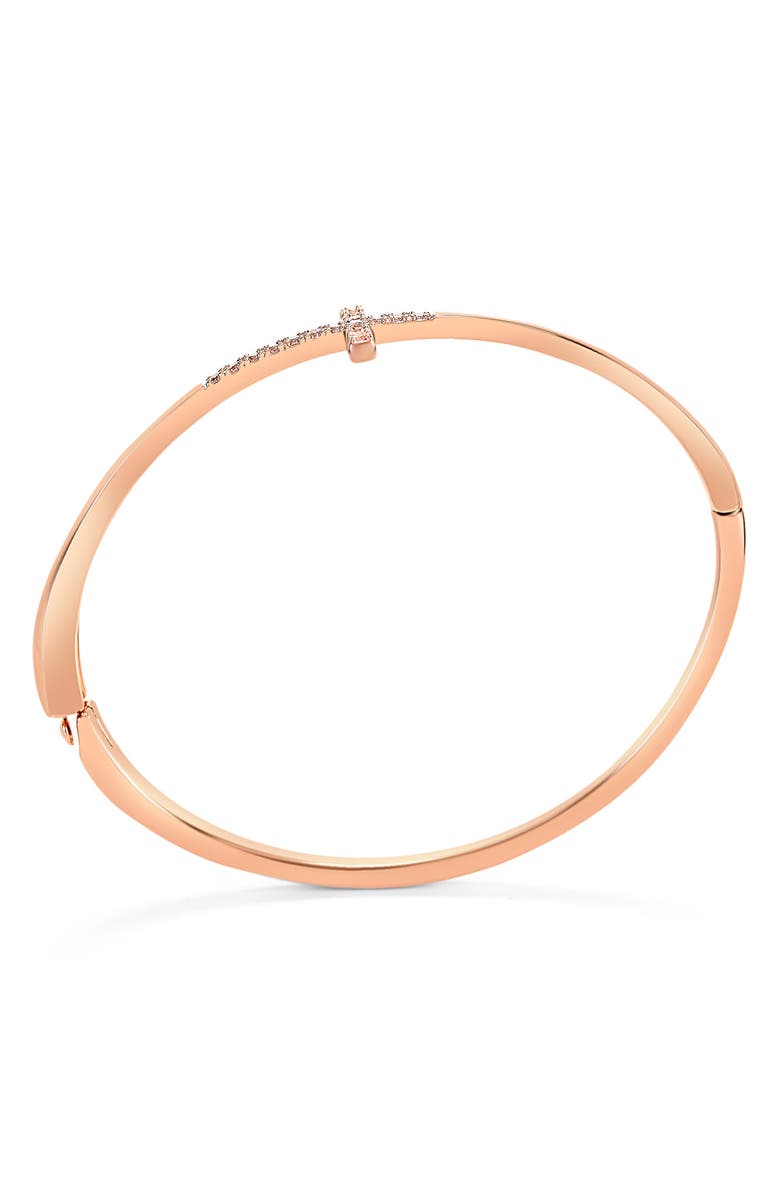 Danecraft Pavé Cubic Zirconia Cross Hinged Bangle, Alternate, color, Metallic Gold