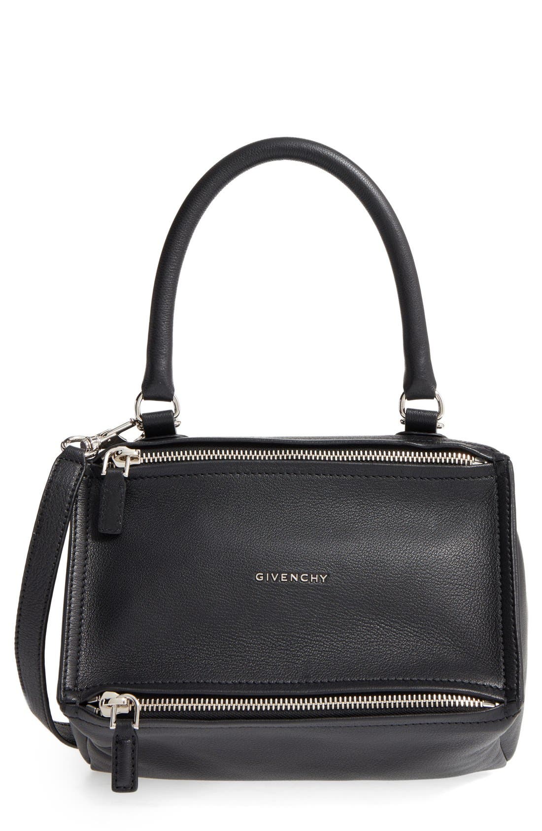Small Pandora Leather Satchel, Main, color, BLACK