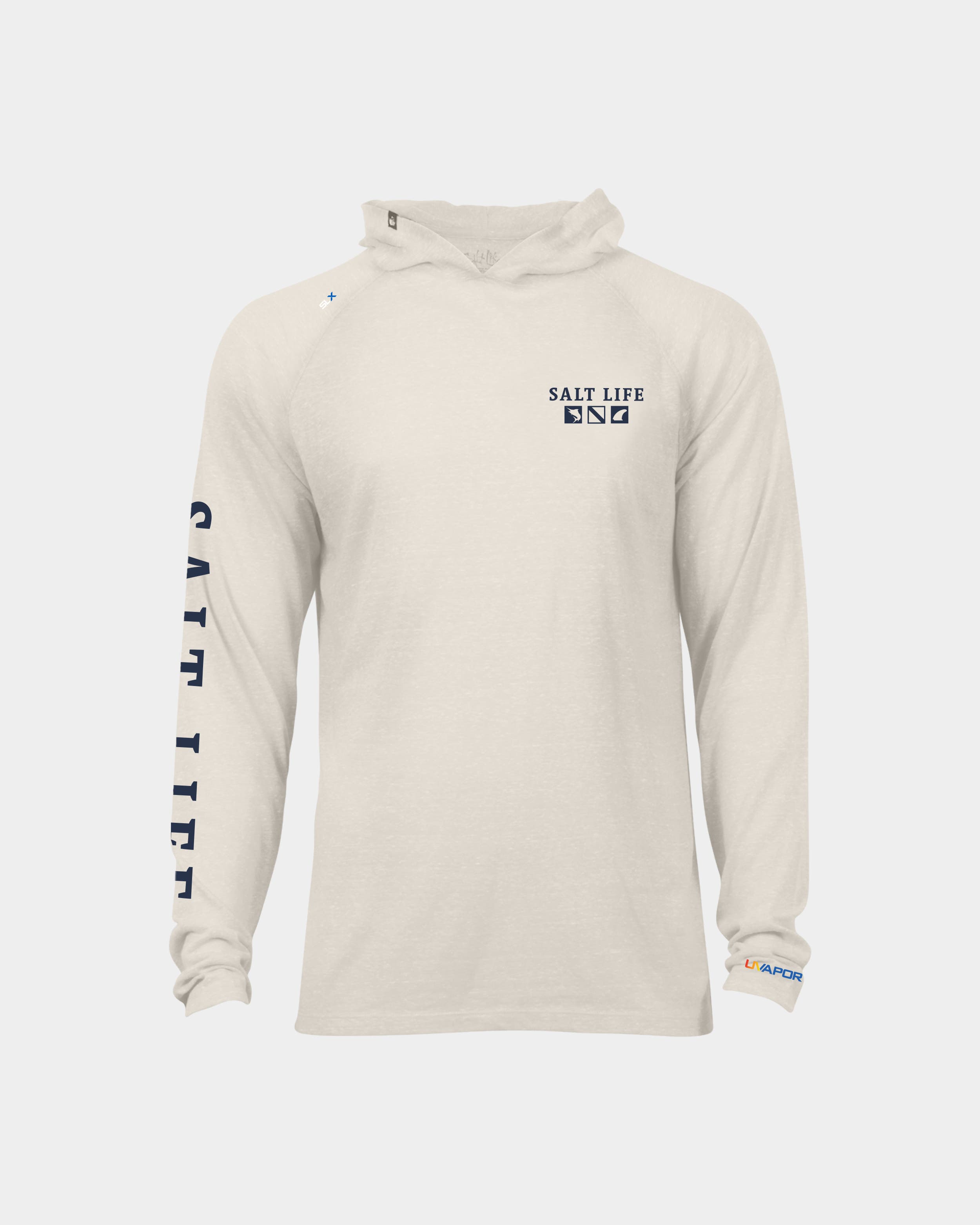 Salt Life Men's Angler Tactics Lightweight Performance Hoodie in Chalk Heather 