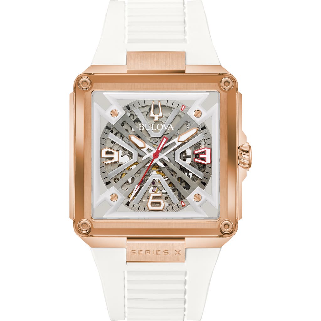 Bulova Marc Anthony Series X Skeleton Automatic Rubber Strap Watch, 39mm