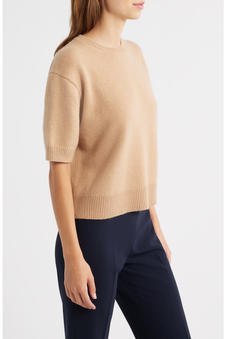 Short Sleeve Cashmere Sweater, Alternate, color, NEW CAMEL