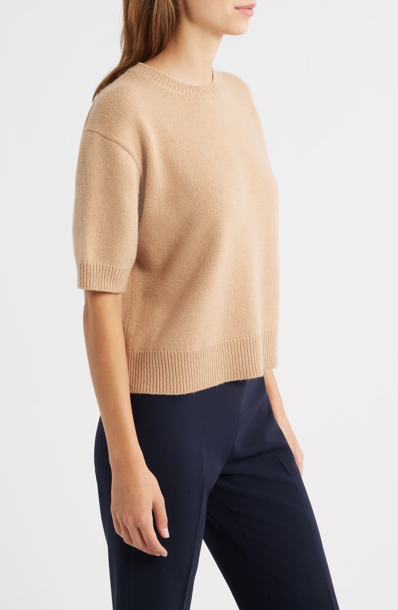 Theory Short Sleeve Cashmere Sweater, Alternate, color, New Camel
