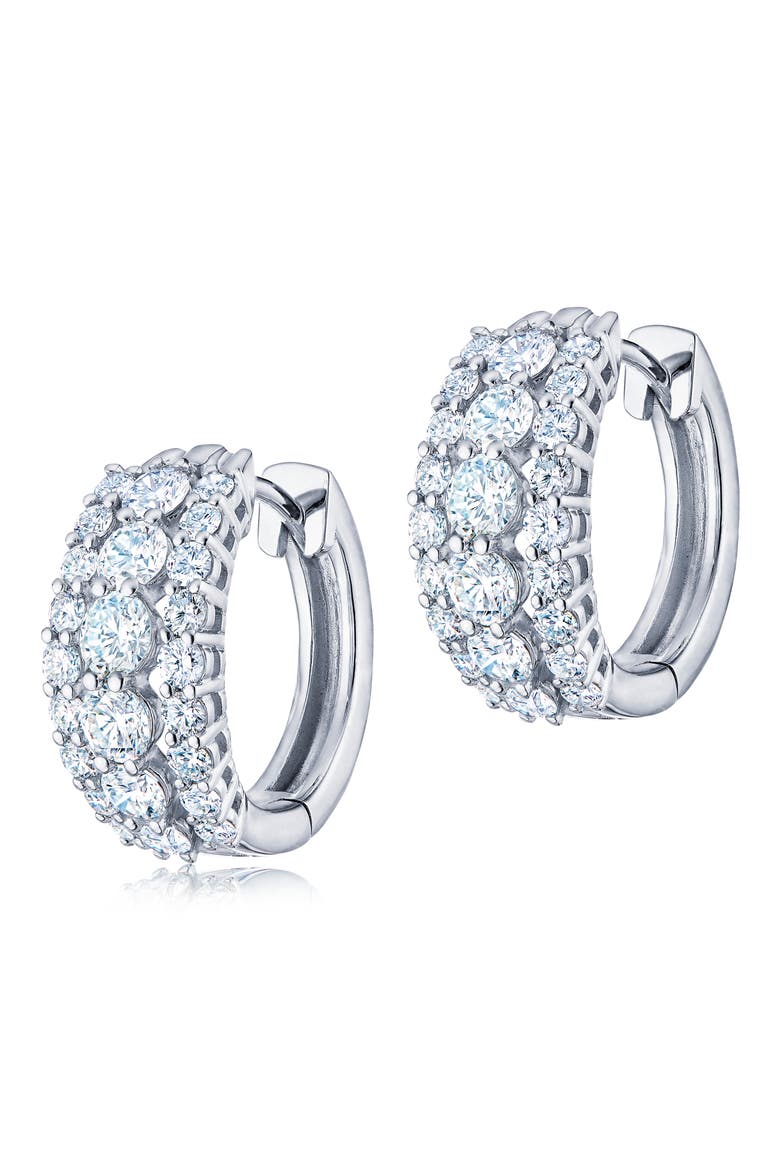 Eclipse Triple Row Diamond Huggie Earrings, Main, color, WHITE GOLD