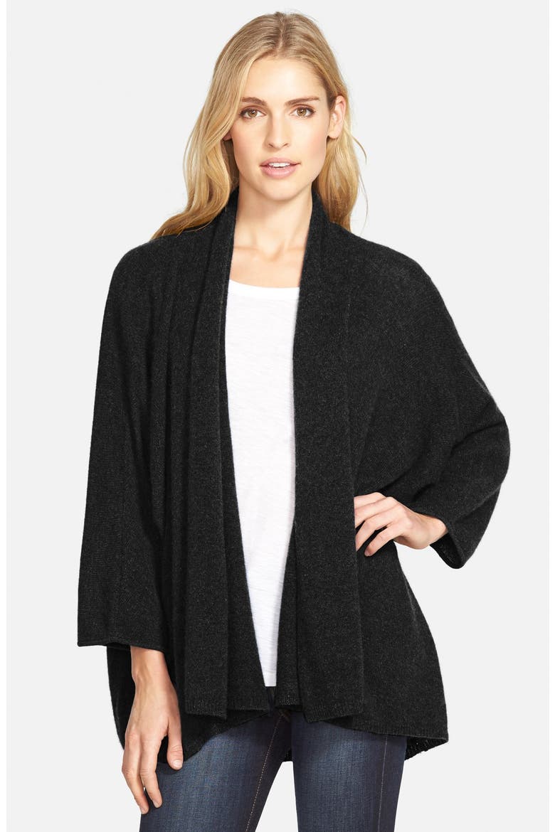 Open Front Cashmere Cardigan, Main, color, BLACK