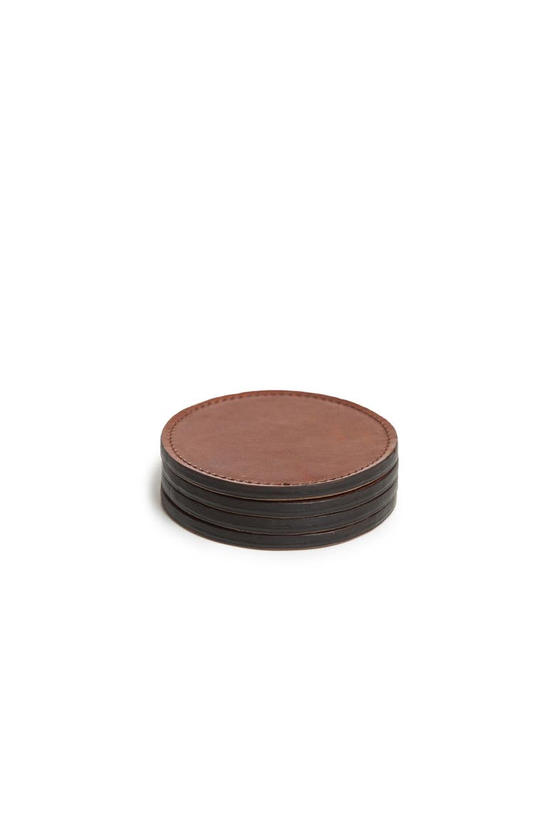Blake Leather Coaster Set, Main, color, Espresso