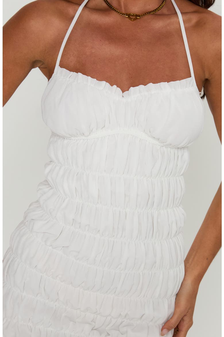 Bohemienne Shirred Halter Minidress, Alternate, color, WHITE