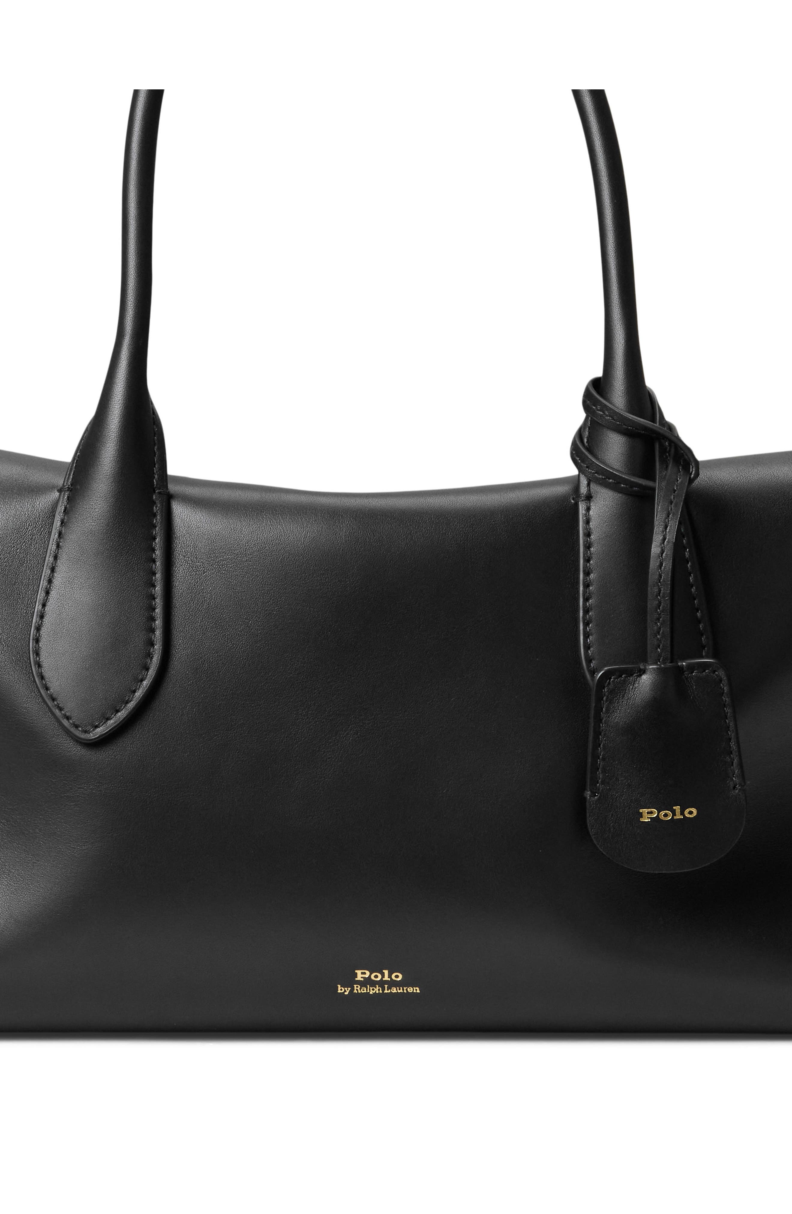Polo Ralph Lauren Bellport Leather Satchel, Alternate, color, Black