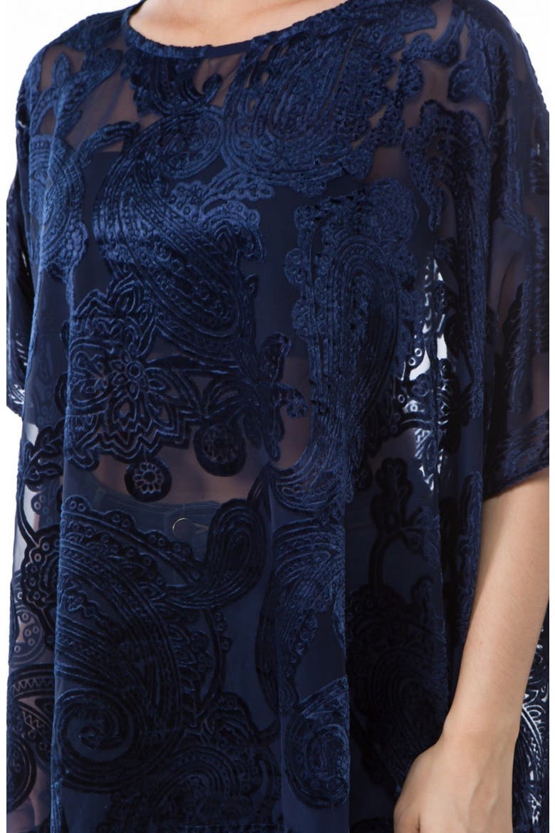 Velvet Burnout Semisheer Tunic Top, Alternate, color, NAVY
