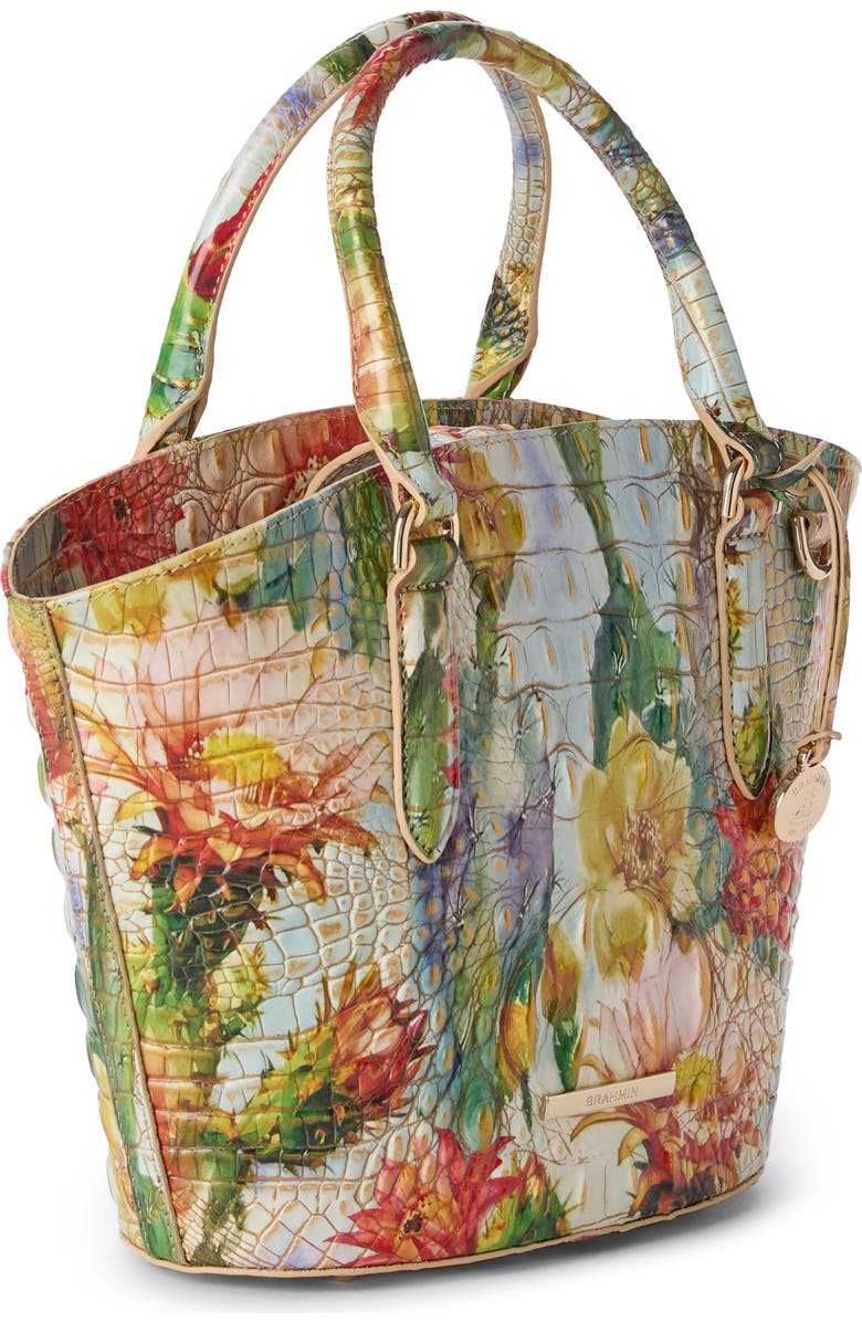 Brahmin Jenny Croc Embossed Leather Satchel, Alternate, color, Succulent Bloom