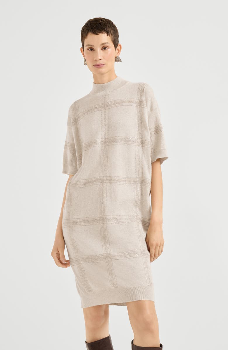 Brunello Cucinelli Dazzling Embroidery dress, Alternate, color, Beige