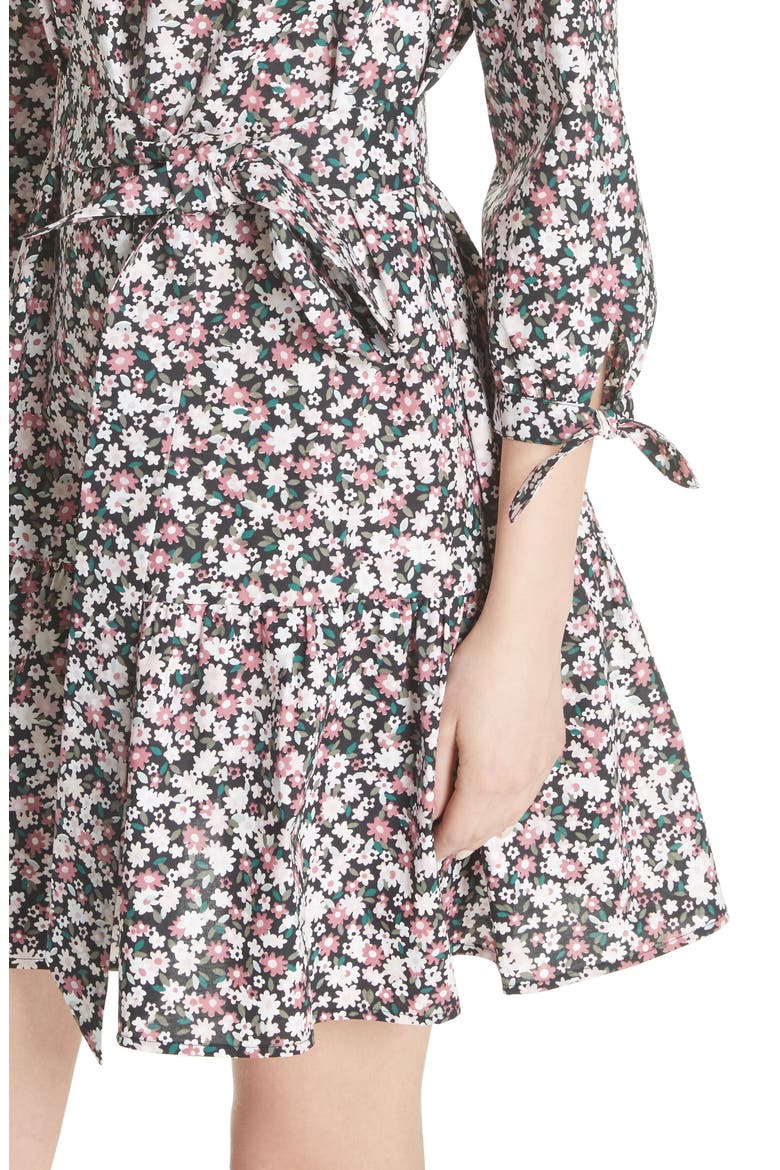 wildflower poplin dress, Alternate, color, BLACK