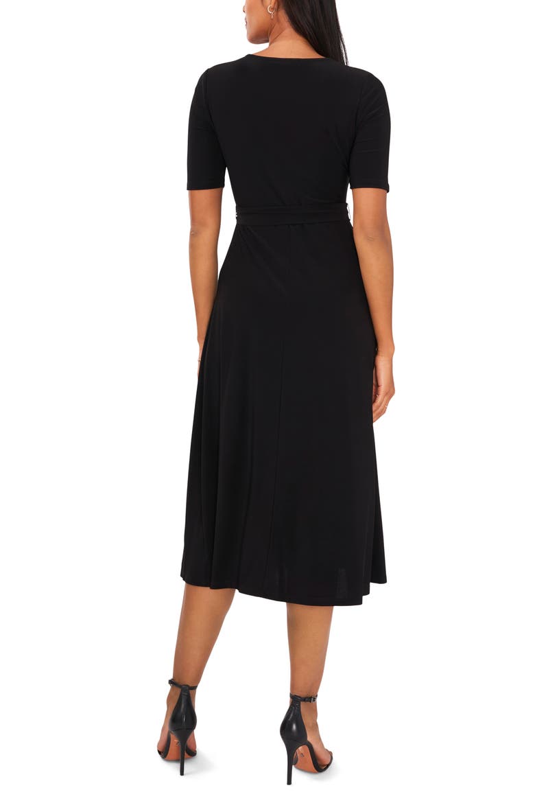 Tie Belt Midi Dress, Alternate, color, BLACK