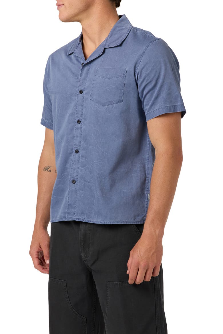 OG Sails Jacquard Cotton Twill Camp Shirt, Alternate, color, NIGHTSHADOW BLUE