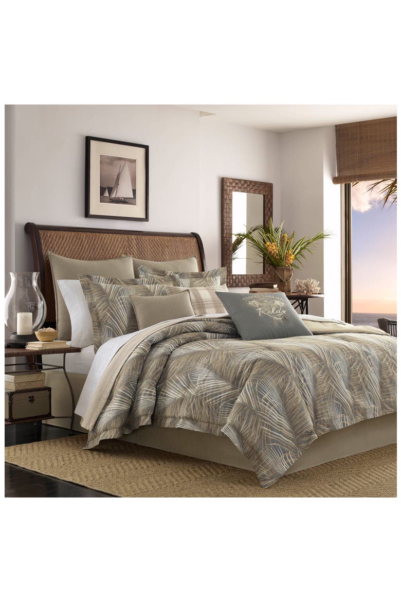 Raffia Palms Comforter & Sham Set, Alternate, color, PEWTER