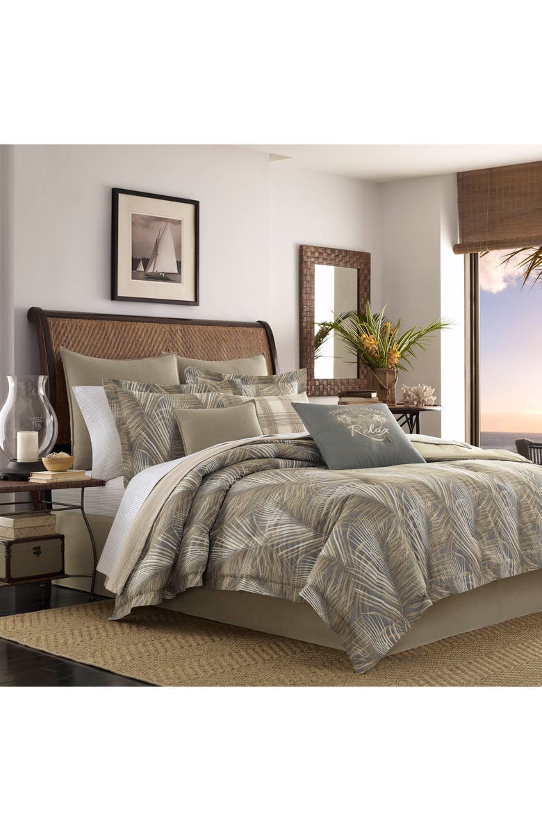 Tommy Bahama Raffia Palms Comforter & Sham Set, Alternate, color, Pewter