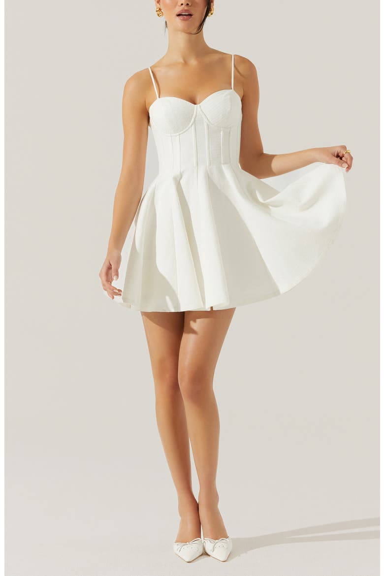 Fenna Corset Linen & Cotton Minidress, Alternate, color, WHITE