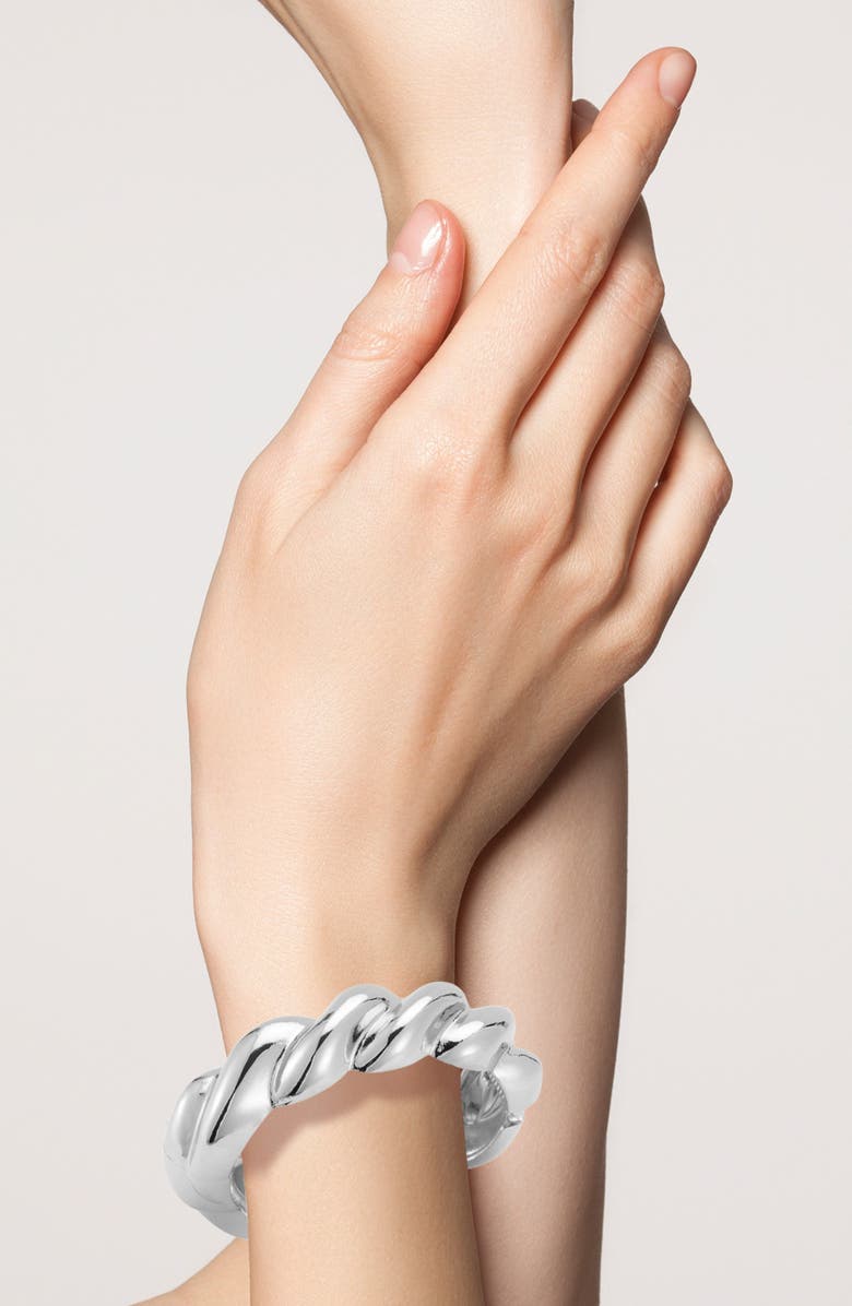 SPHERA MILANO Twisted Bangle Bracelet, Alternate, color, Silver