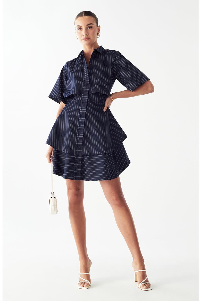 Hugh Layered Dress, Main, color, Navy Pinstripe