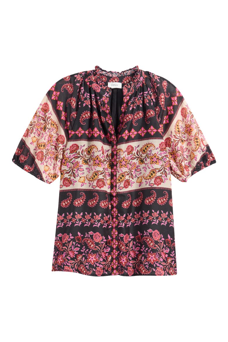 Paisley Floral Print Top, Alternate, color, RICH BLACK