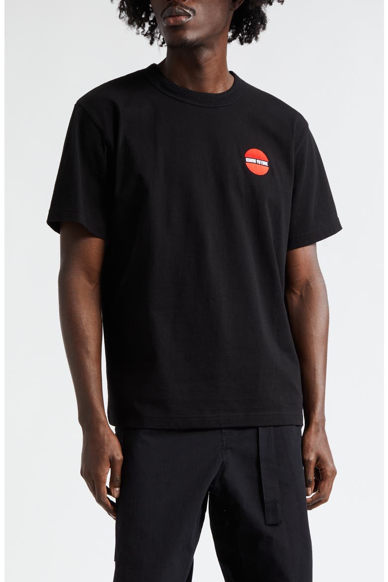 Know Future Embroidered Cotton T-Shirt, Main, color, BLACK