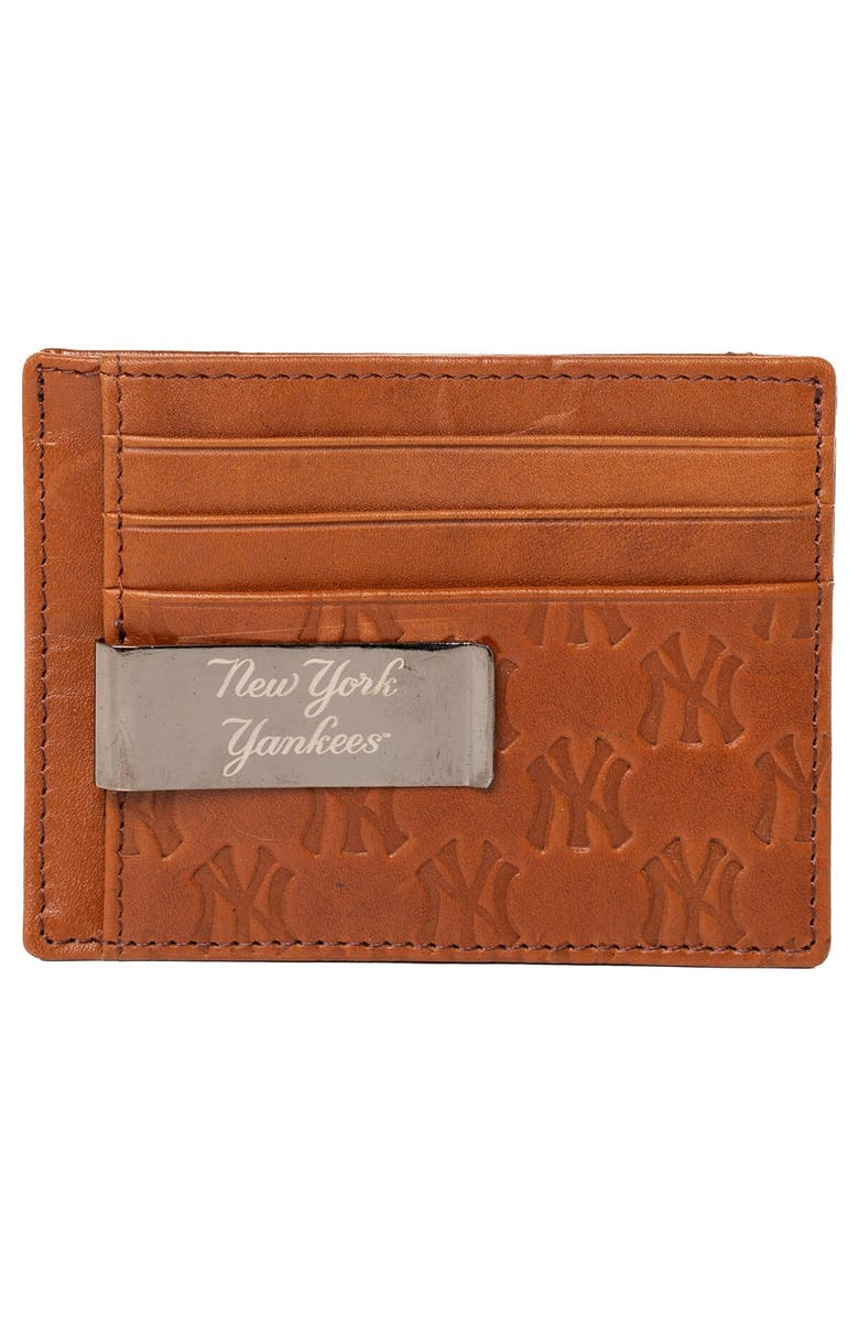 LUSSO Brown New York Yankees Sanford Front Pocket Wallet with Money Clip, Main, color, 
