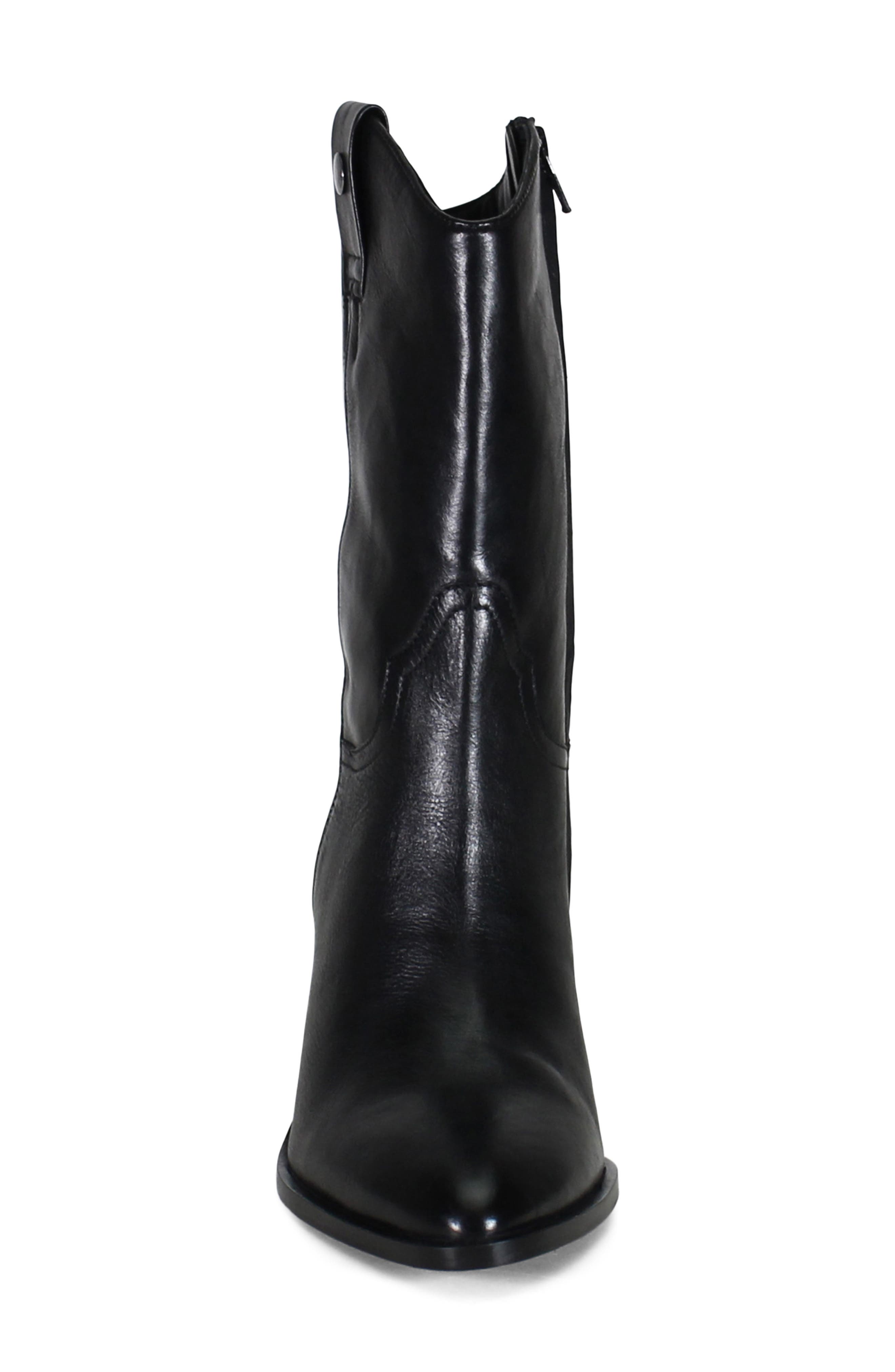 Glam Girl Leather Western Boot, Alternate, color, BLACK