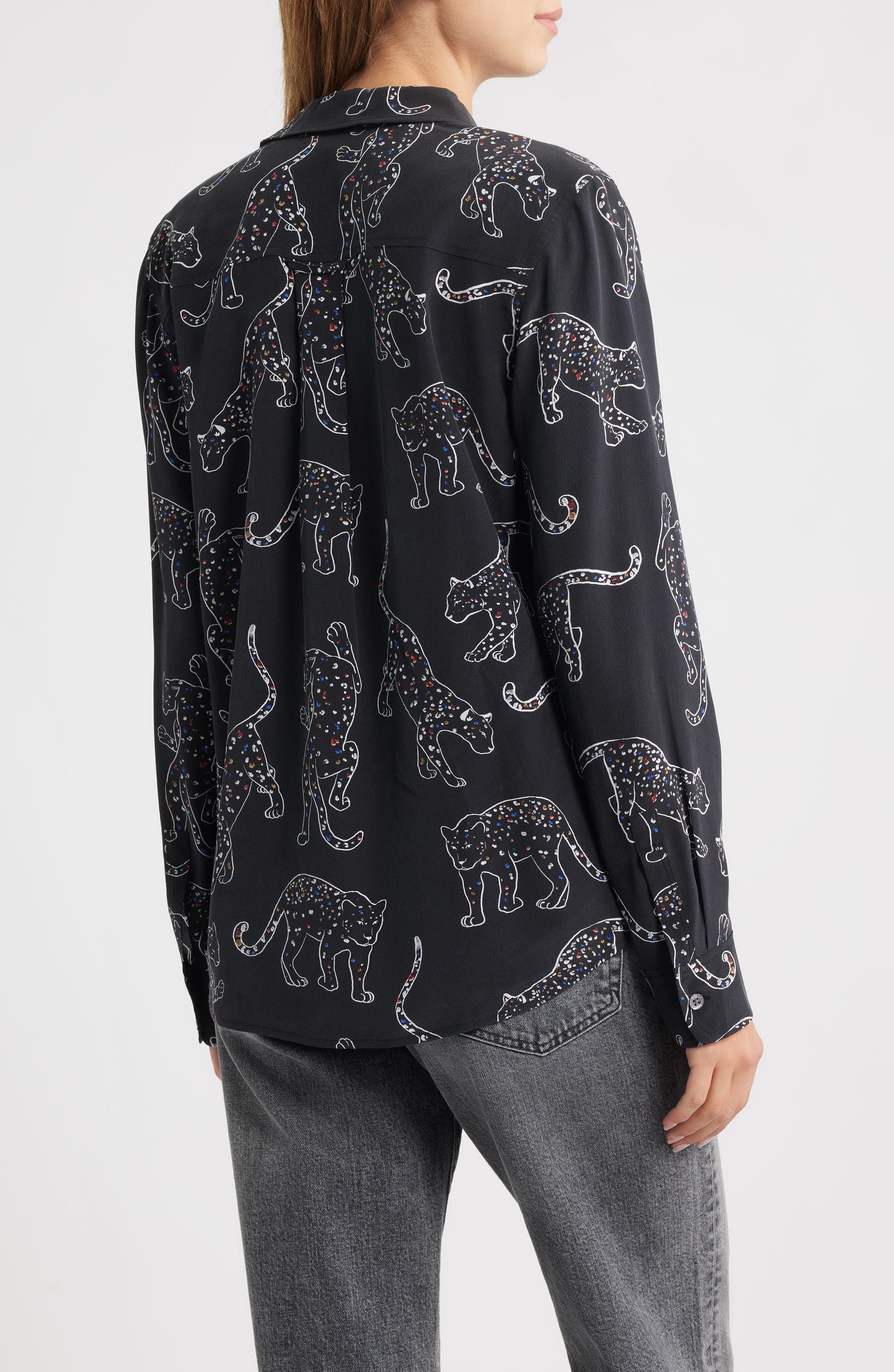 Rails Kate Jaguar Print Silk Button-Up Shirt | Nordstromrack