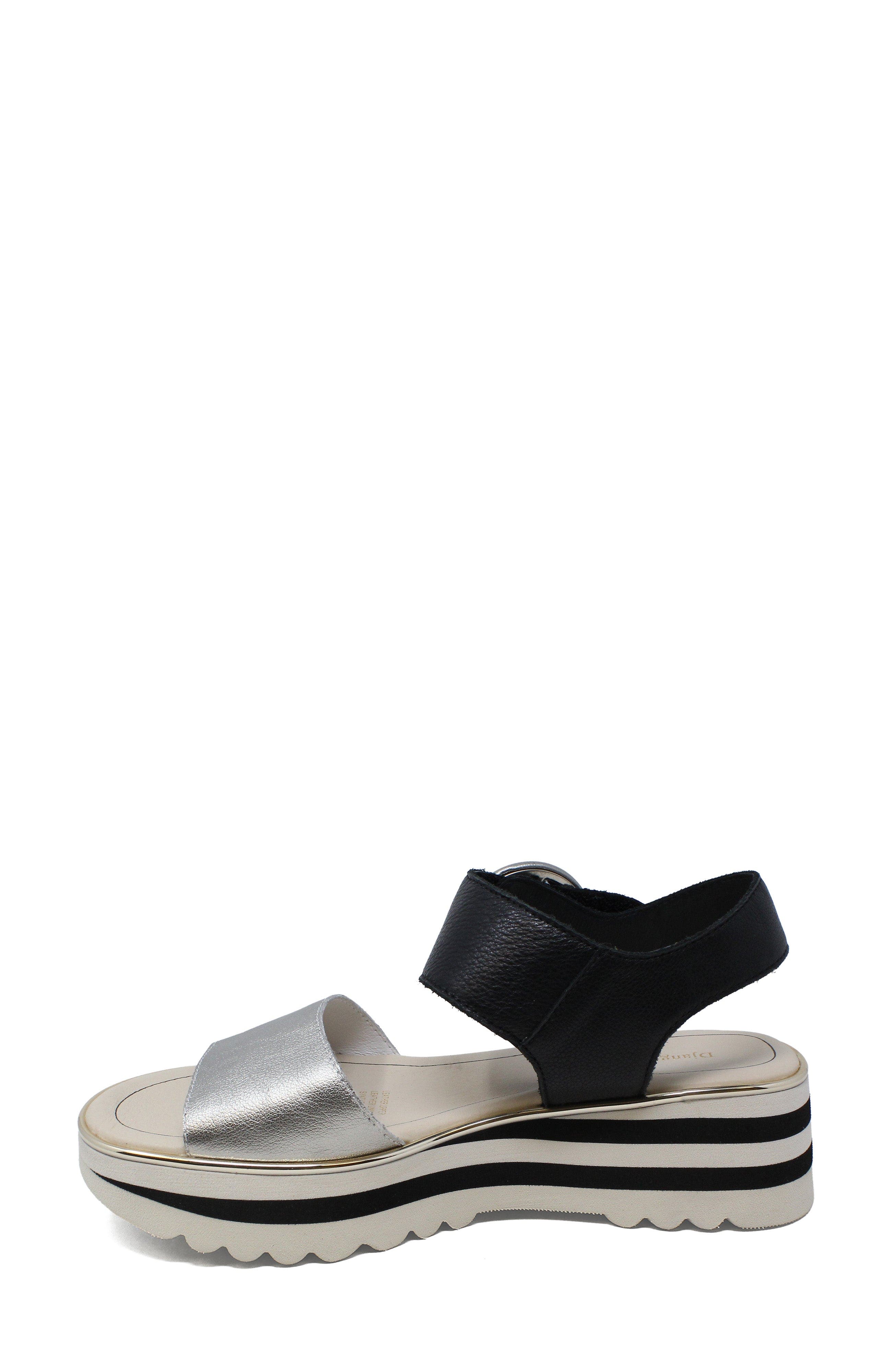 DJANGO AND JULIETTE Harlows Chunky Low Platform Sandal, Alternate, color, Argento-Black Leather
