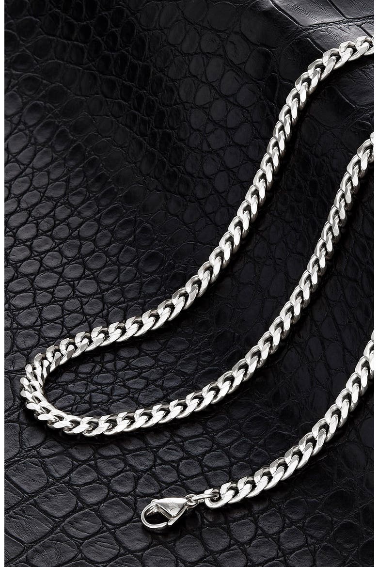 Mens' 6mm Curb Link Chain Necklace, Alternate, color, SILVER