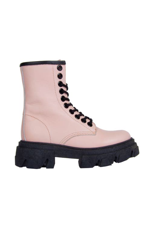 Urbnkicks Genuine Leather Combat Boots In Pink