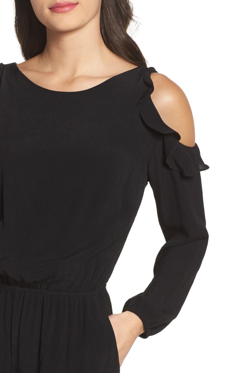 Fraiche by J Ruffle Cold Shoulder Jumpsuit, Alternate, color,