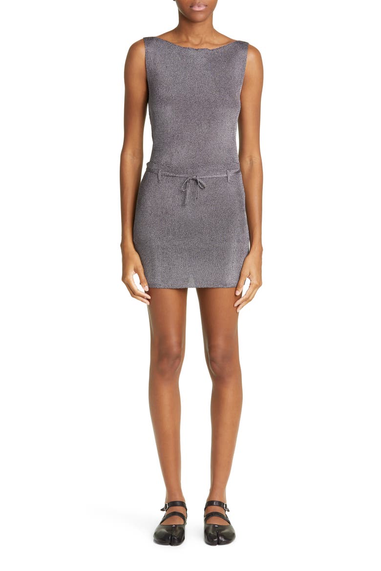Jack Metallic Cotton Knit Minidress, Alternate, color, BLACK SILVER
