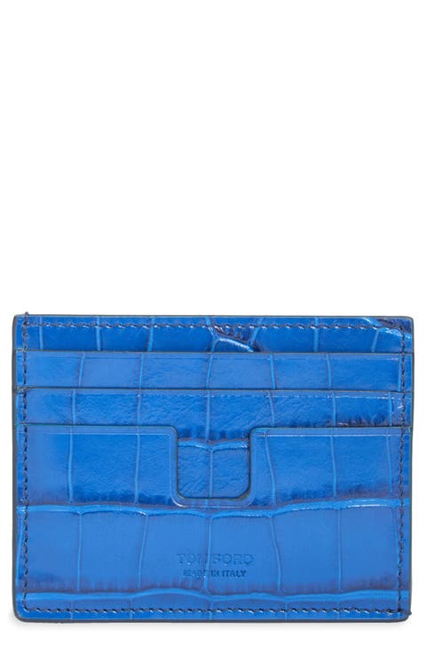 Croc Embossed Leather Card Holder