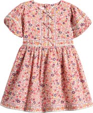 Mini Boden Floral Print Cotton & Linen Dress
