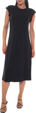 TASH AND SOPHIE Ruffle Neck A-Line Midi Dress