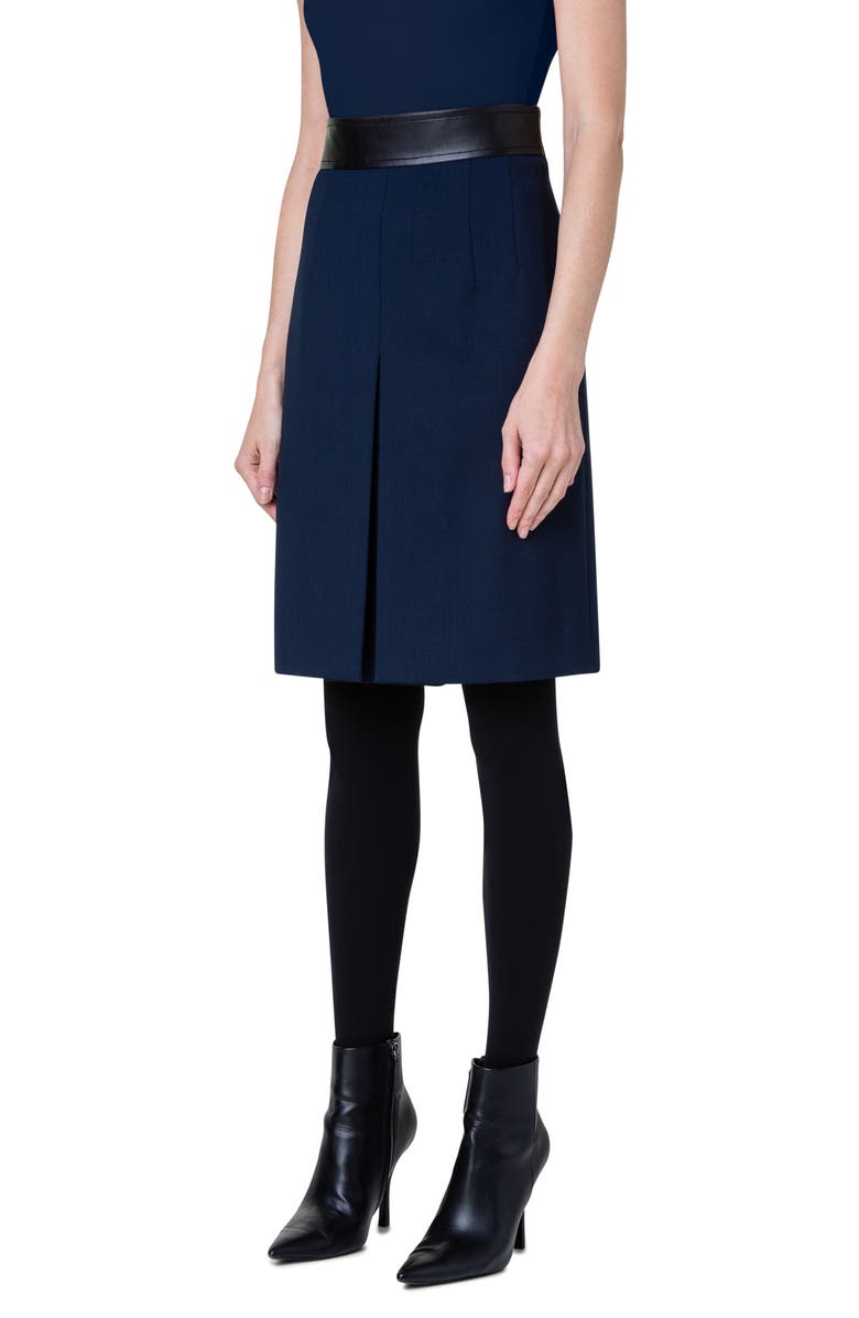 Akris punto Stretch Wool Crepe Pleated Skirt, Alternate, color, 