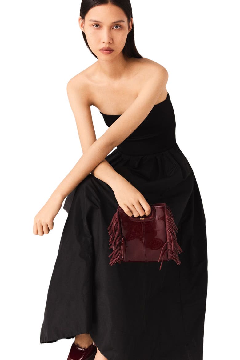 Strapless mesh and taffeta dress, Alternate, color, Black