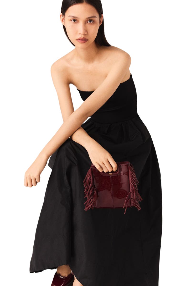 maje Strapless mesh and taffeta dress, Alternate, color, Black