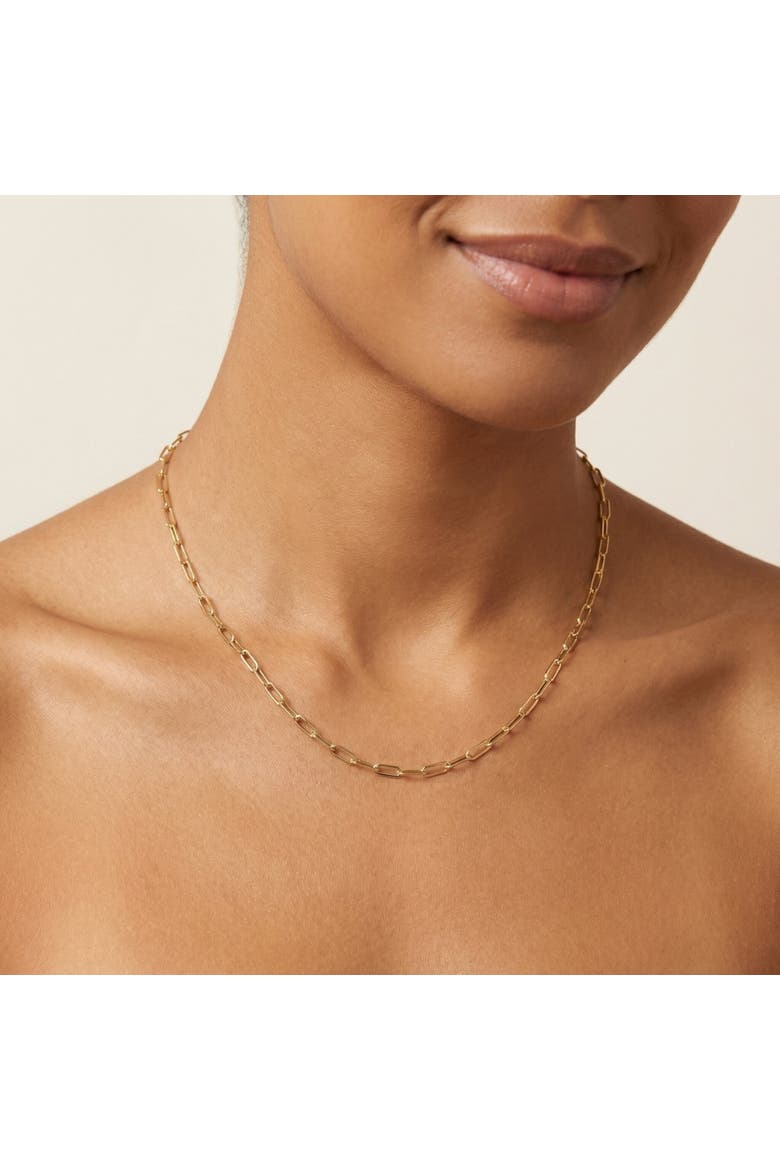 14k Solid Gold Filled 2.5 millimeter Paper Clip Capsule Link Chain Necklace for Women, Alternate, color, 14k Yellow Gold