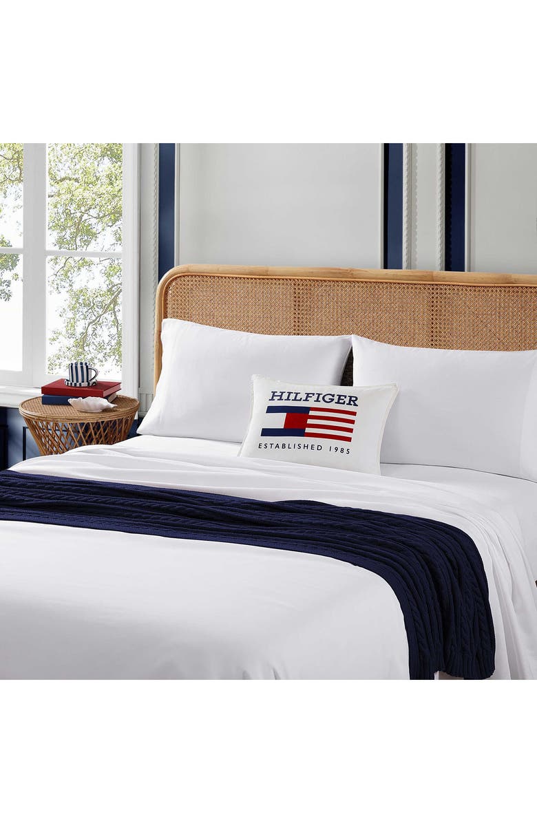 Tommy Hilfiger Flag Graphic Accent Pillow, Alternate, color, White/ Blue/ Red