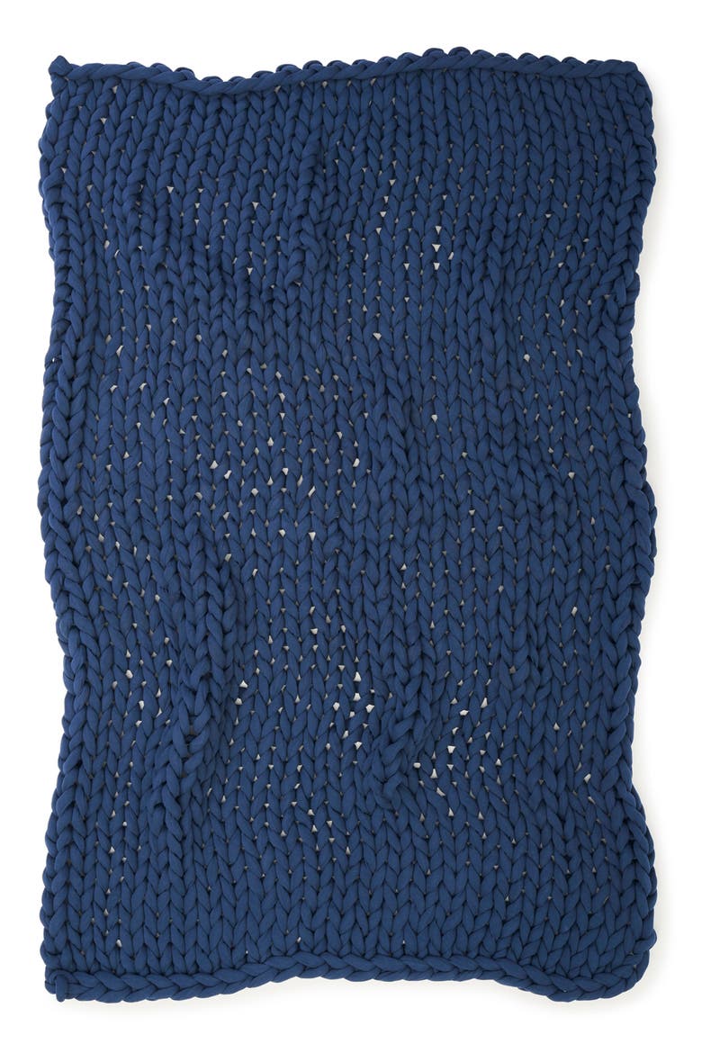 Organic Cotton Weighted Knit Blanket, Alternate, color, MIDNIGHT BLUE